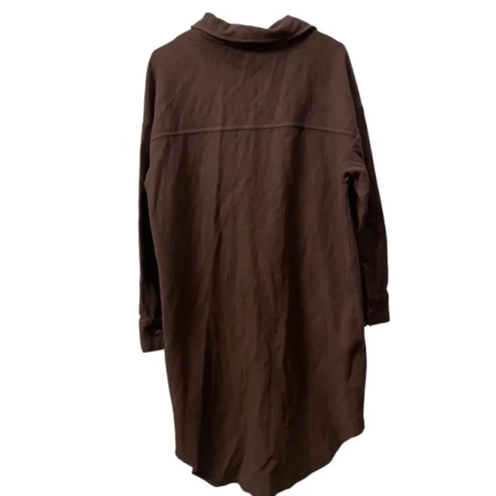 Anthropologie Pilcro Button Front Long Sleeve Shirt Dress Brown Medium